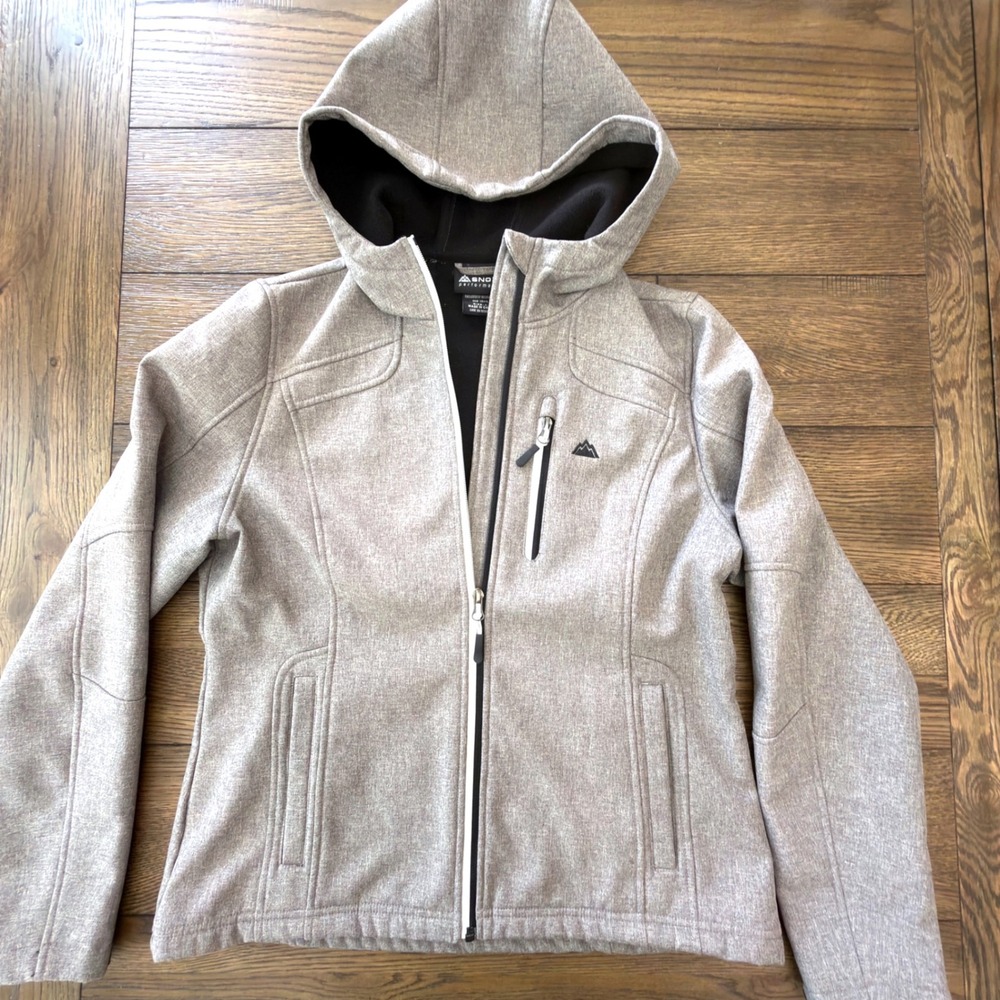 Snozu Performance Womens Softshell Hooded Jacket Gray Fleece Lined Large